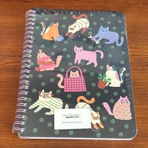Vera Bradley Herding Cats Pattern Small Spiral Notebook - Black and Pink